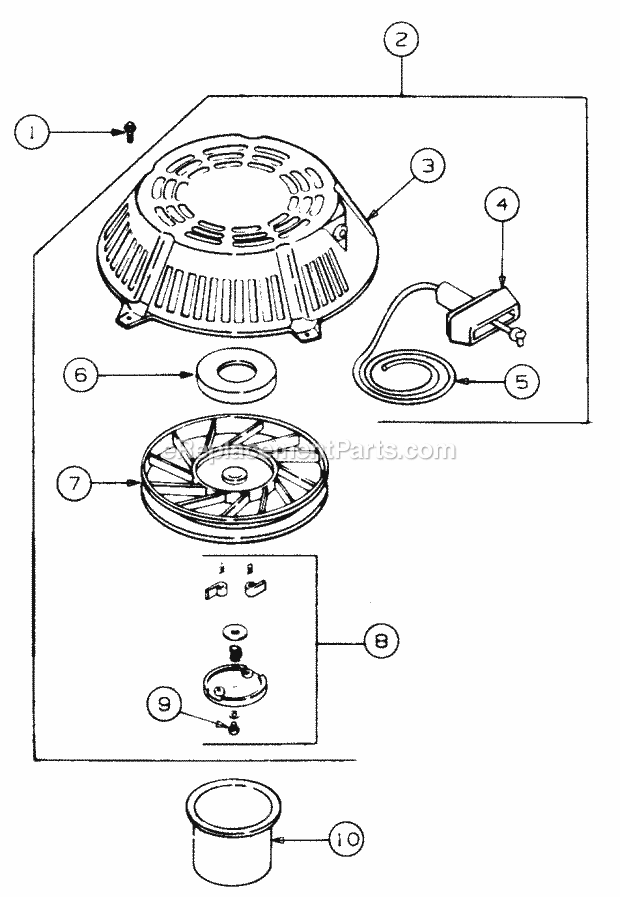 Starting System Diagram and Parts List for 4815F 556C465M100 Cub Cadet Lawn Mower